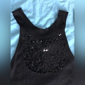 Y2k Arden B black silk sequins sleeveless blouse